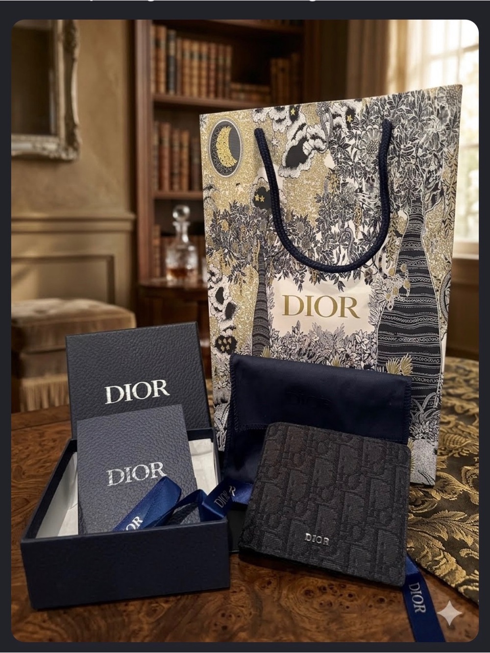 NWOT Dior Men’s Oblique Jacquard Bifold Wallet - Full Set Box & Dust Bag